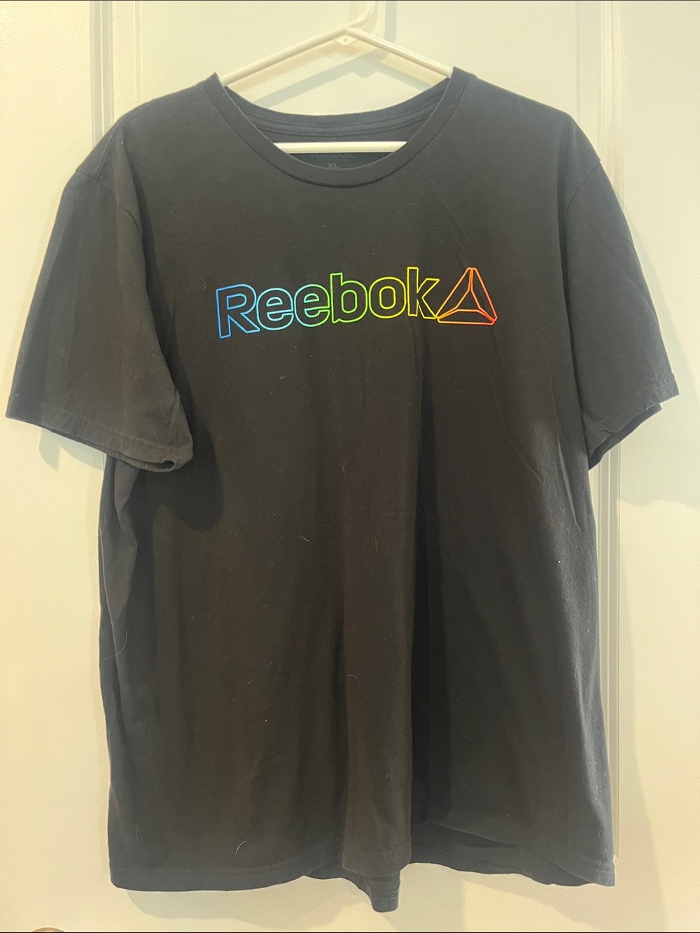 Reebok Black Short-Sleeve Tee with Rainbow Logo
